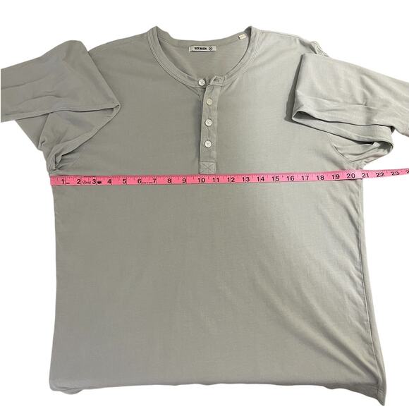 Buck Mason 100% Cotton Henley Shirt Long Sleeve Casual Gray Men's Size Medium - Picture 6 of 7